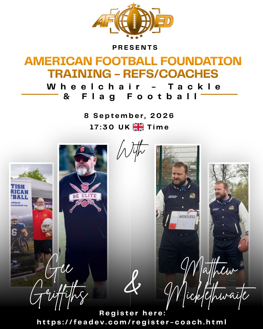 American Football Foundation Training — Refs & Coaches program banner